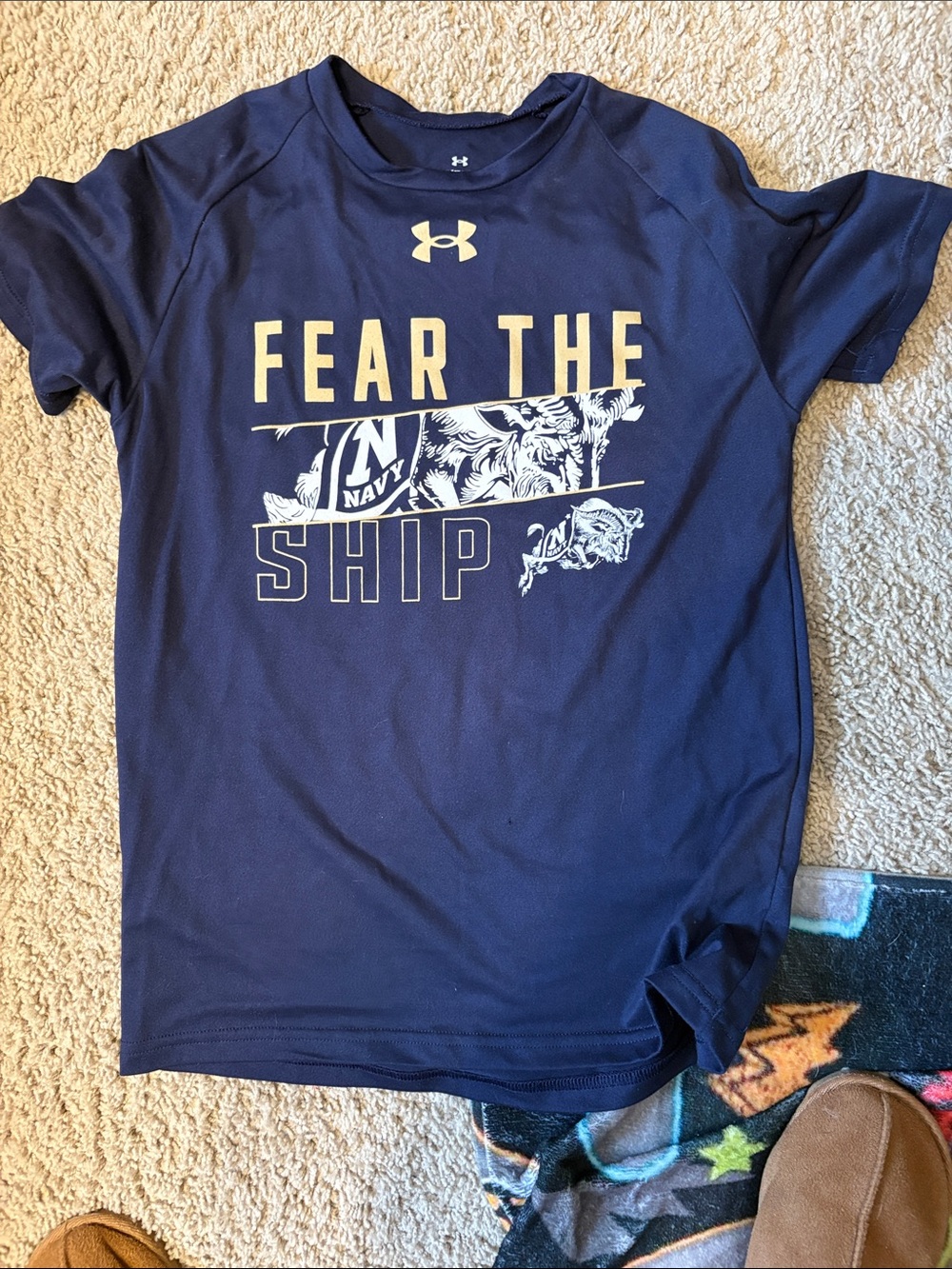 Under Armour Navy and White 'Fear The Ship' Graphic Tee